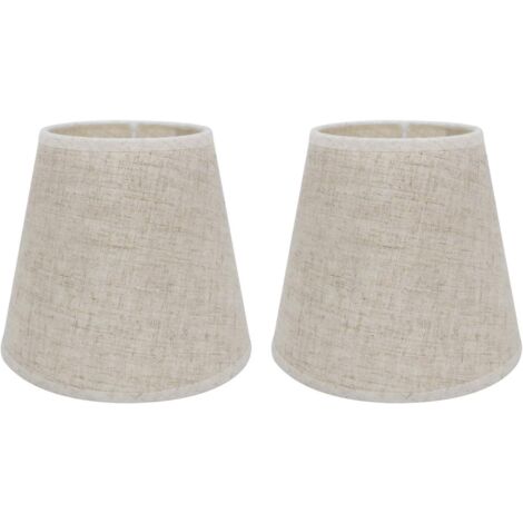 Juego de 2 pantallas E14/E27 para lámparas de mesa, apliques de pared, lámparas de araña, pantallas de cristal, 10 cm (superior) x 14 cm (alto) x 16 cm (inferior), lino