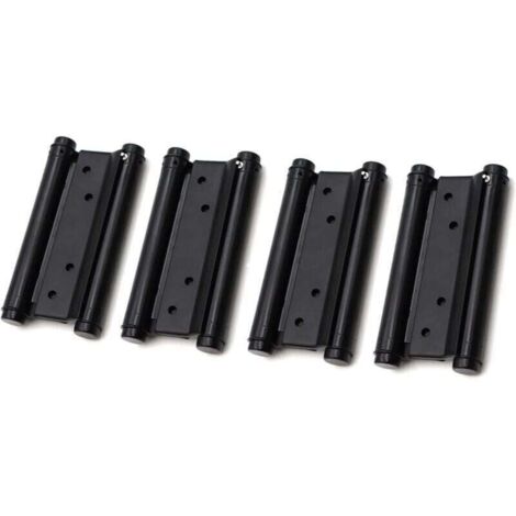 Juego de 2 pares de bisagras para puerta de doble acción en acero inoxidable negro, 76 mm