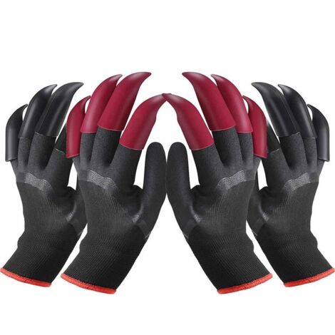 Juego de 2 pares de guantes de jardinería impermeables con garras para cavar en la granja, para trabajos y tareas generales con 8 garras.