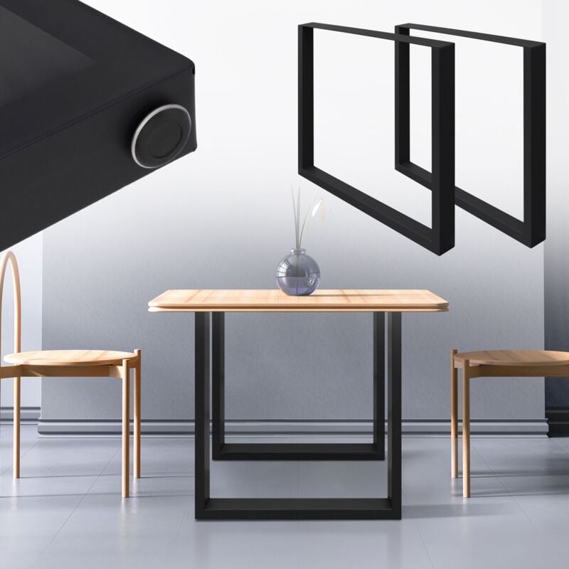 

Juego de 2 Patas 70x72cm acero industrial negro mesa comedor oficina escritorio