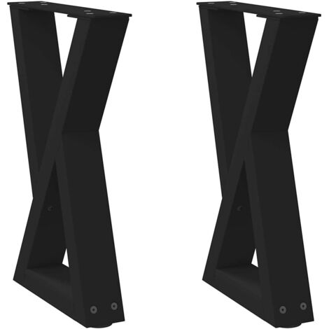 Juego de 2 patas ajustables modernas para mesa de centro de 28 x 43 cm en acero negro 020056982