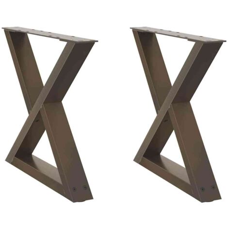 Juego de 2 patas ajustables modernas para mesa de centro de 60 x 42-43,3 cm en acero natural 020056997