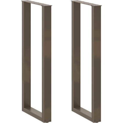 Juego de 2 patas ajustables para mesa de bar en forma de U 40 x 110 cm diseño moderno acero natural 020057483