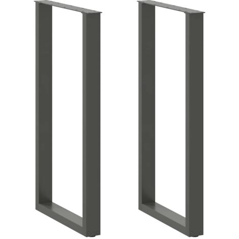 Juego de 2 patas ajustables para mesa de bar en forma de U 60 x 110 cm diseño moderno mayor estabilidad acero antracita 020057490