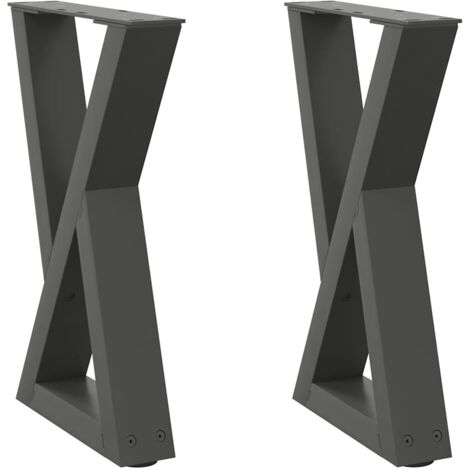 Juego de 2 patas ajustables para mesa de centro diseño moderno 28 x 42-43,3 cm acero antracita 020056984