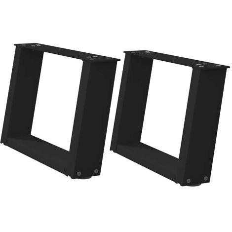 Juego de 2 patas ajustables para mesa de centro en forma de U 50 x 30 cm diseño moderno acero negro 020057029