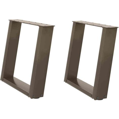 Juego de 2 patas ajustables para mesa de centro en forma de U 50 x 43 x 42 cm diseño moderno acero natural 020057051
