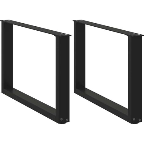 Juego de 2 patas ajustables para mesa de centro en forma de U 60 x 42-43 cm diseño moderno acero negro 020057400