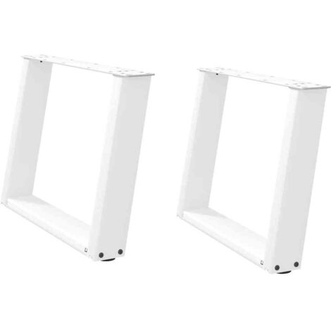 Juego de 2 patas ajustables para mesa de centro en forma de U 60 x 43 cm diseño moderno acero blanco 020057053
