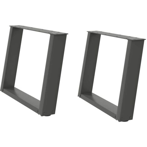 Juego de 2 patas ajustables para mesa de centro en forma de U 70 x 42 cm diseño moderno acero antracita 020057058