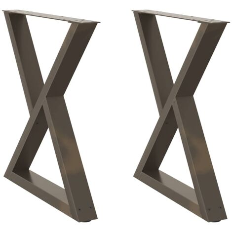 Juego de 2 patas ajustables para mesa de comedor 80 x 73 cm diseño moderno para salón/oficina acero natural 020057016