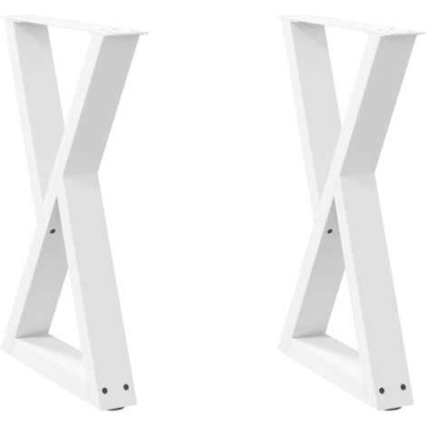 Juego de 2 patas ajustables para mesa de comedor moderna geométrica de 60 x 72-73 cm en acero blanco 020057007
