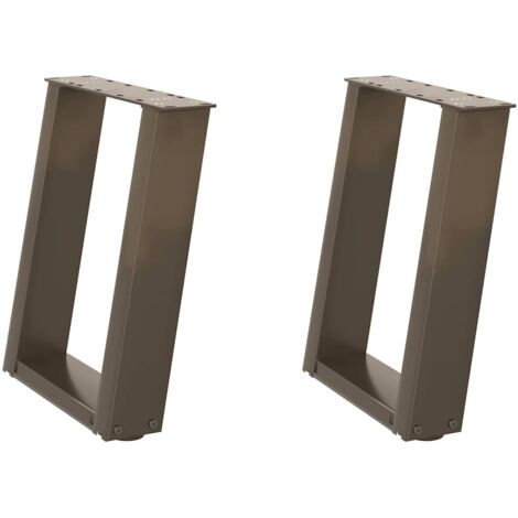 Juego de 2 patas angulares para mesa de centro en forma de U 38 x 42-43 cm con niveles ajustables estilo moderno acero natural 020057047