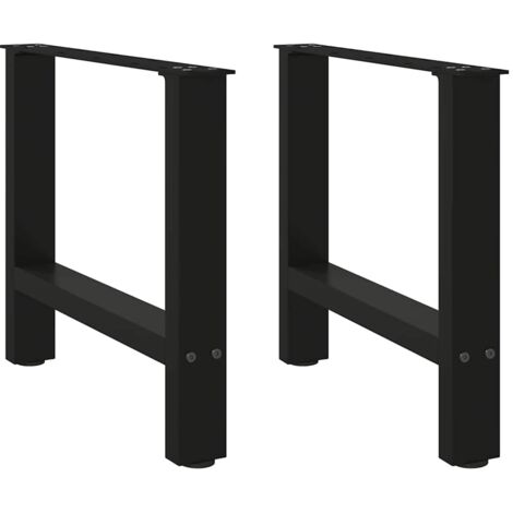 Juego de 2 patas cuadradas para mesa de centro de 50 x 43 cm diseño moderno prácticas con niveladores acero negro 020057520