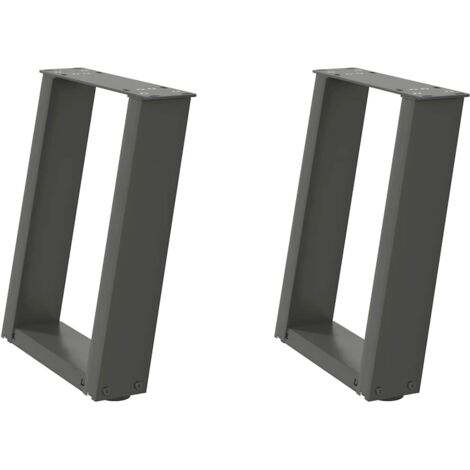 Juego de 2 patas de acero en ángulo para mesa de centro en forma de U 28 x 42-43 cm prácticas y modernas acero antracita 020057042