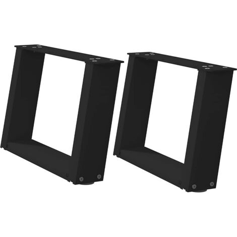 Juego de 2 patas de acero para mesa de centro en forma de U color negro 40 x 30 cm resistentes y elegantes estilo moderno 020057025