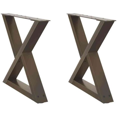 Juego de 2 patas de acero regulables para mesa de centro 50 x 42 cm diseño estético moderno en acero natural 020056993