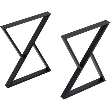 Juego de 2 patas de mesa de acero 72 x 55 x 7 cm negro 030010588