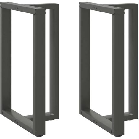 Juego de 2 patas de mesa de bar en forma de T negras 60 x 35 x 90 cm con niveladores ajustables diseño moderno en acero antracita 020057347