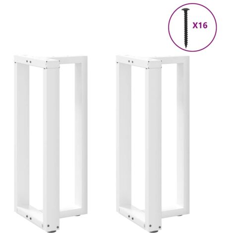 Juego de 2 patas de mesa de bar regulables en forma de T 40 x 35 x 90 cm en acero con recubrimiento de polvo blanco 020057339