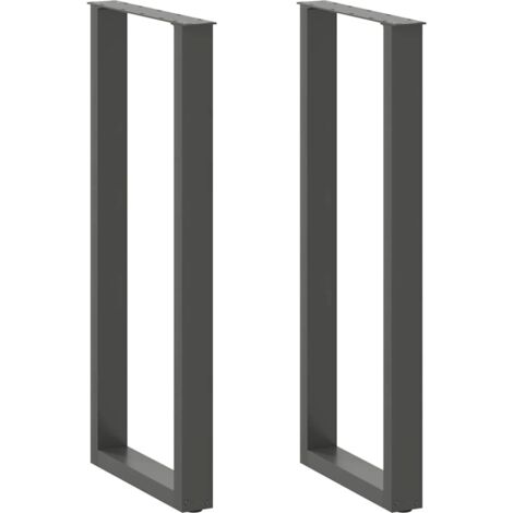 Juego de 2 patas de mesa de bar regulables en forma de U 40 x 110-111 cm estilo moderno acabado elegante en acero antracita 020057482