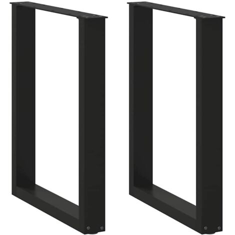 Juego de 2 patas de mesa de comedor ajustables en forma de U 70 x 72-73 cm diseño moderno acero negro 020057424