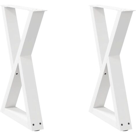 Juego de 2 patas de mesa de comedor de acero ajustables para mayor estabilidad 50 x 72-73 cm acero blanco 020057003