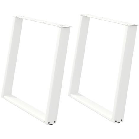 Juego de 2 patas de mesa de comedor de diseño moderno en forma de U 100 x 73 cm con deslizadores ajustables de acero blanco 020057085