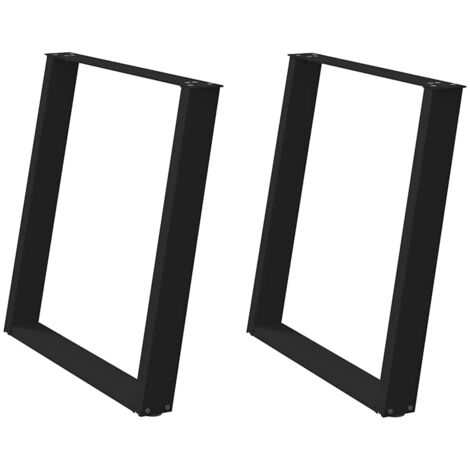 Juego de 2 patas de mesa de comedor en ángulo ajustables en forma de U 80 x 72-73 cm en acero con recubrimiento de polvo negro 020057076