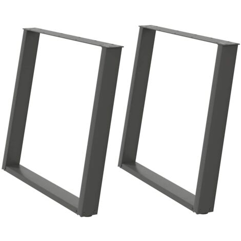 Juego de 2 patas de mesa de comedor en ángulo en forma de U 100 x 72-73 cm diseño moderno con niveladores acero antracita 020057086