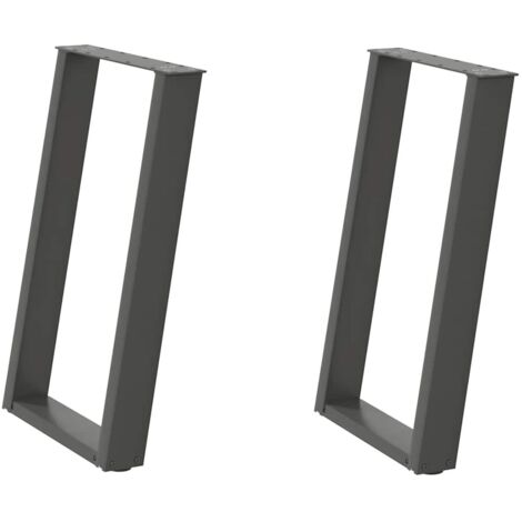 Juego de 2 patas de mesa de comedor en forma de U en ángulo de 50 x 73 cm con niveladores ajustables estilo moderno acero antracita 020057068