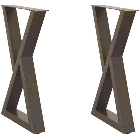 Juego de 2 patas de mesa de comedor geométricas ajustables 50 x 72-73,3 cm en acero natural 020057005