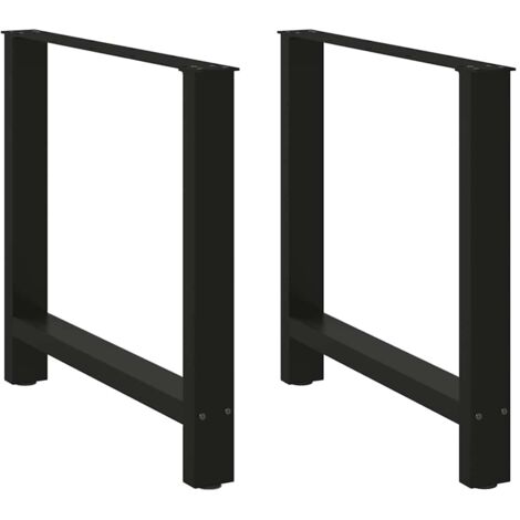 Juego de 2 patas de mesa de comedor modernas geométricas y robustas de acero negro 70 x 73 cm 020057548
