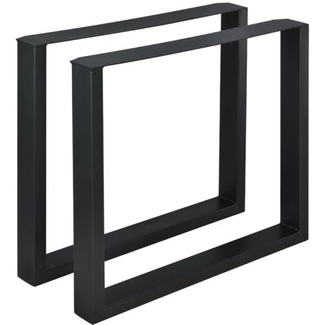 Juego de 2 patas de mesa de comedor mueble metálico rectangular 80 x 72 cm negro 030003670
