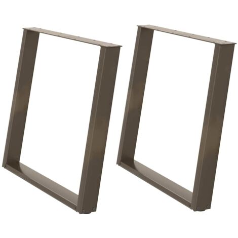 Juego de 2 patas de mesa de comedor regulables en forma de U 100 x 73 cm en acero con recubrimiento de polvo natural 020057087