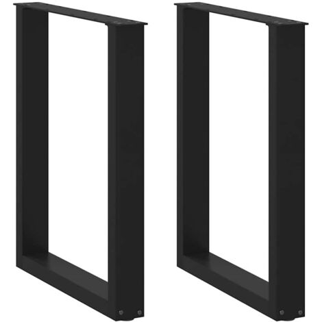 Juego de 2 patas de mesa de comedor regulables en forma de U 60 x 72 cm diseño moderno para oficina o comedor acero negro 020057420