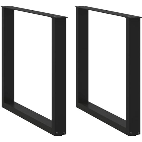 Juego de 2 patas de mesa de comedor regulables en forma de U 90 x 72-73 cm estilo moderno acero negro 020057432