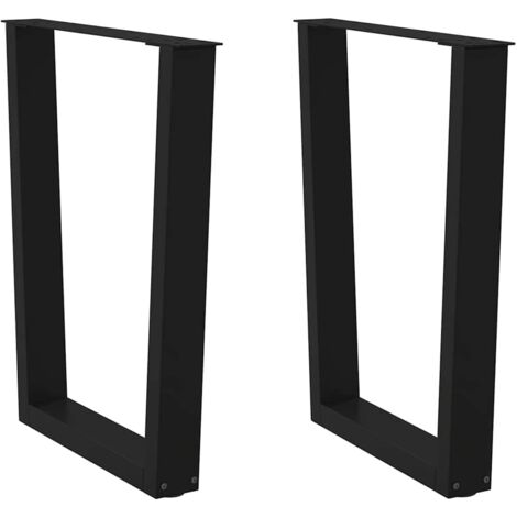 Juego de 2 patas de mesa de comedor regulables en forma de V 70 x 72-73 cm estilo moderno con deslizadores de acero negro 020056931