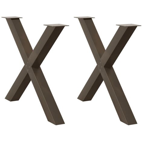 Juego de 2 patas de mesa de diseño moderno en forma de X 90 x 72 cm resistentes con niveladores acero natural 020057259