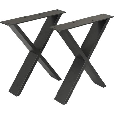 Juego de 2 patas de mesa en forma de X 42 x 40 x 6 c en acero 030008089