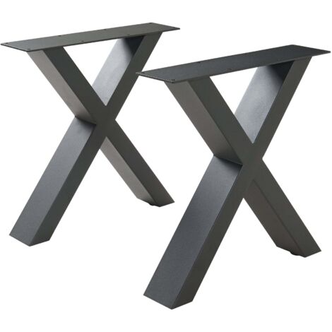 Juego de 2 patas de mesa para mueble de diseño moderno 42 x 40 cm acero negro 030009686