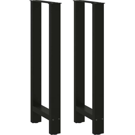 Juego de 2 patas modernas para mesa de bar de 40 x 100 cm con niveladores ajustables en acero negro 020057576