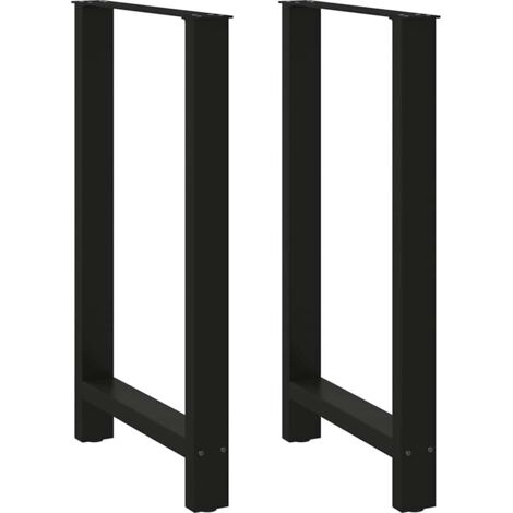 Juego de 2 patas modernas para mesa de bar de 60 x 100 cm con niveladores ajustables en acero con recubrimiento de polvo negro 020057584