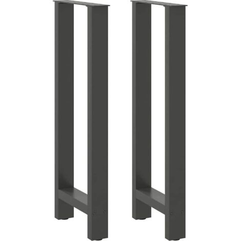 Juego de 2 patas modernas para mesa de bar de acero de 50 x 100 cm con niveladores ajustables en antracita 020057582