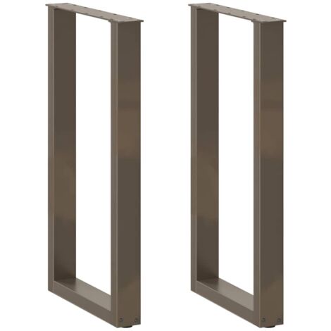 Juego de 2 patas para mesa de bar en forma de U de 40 x 90-91 cm con niveladores ajustables estilo moderno acero natural 020057459
