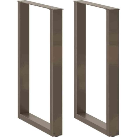 Juego de 2 patas para mesa de bar en forma de U de 60 x 90 cm con niveladores ajustables diseño moderno en acero natural 020057467