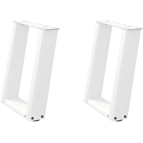 Juego de 2 patas para mesa de centro de diseño moderno en forma de U de 38 x 42-43 cm con niveladores ajustables en acero blanco 020057045