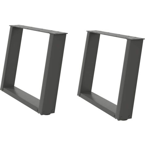 Juego de 2 patas para mesa de centro en forma de U de 60 x 43 cm con niveladores ajustables estilo moderno acero antracita 020057054