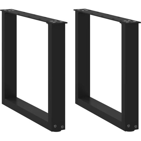 Juego de 2 patas para mesa de centro en forma de U negras de 50 x 42-43 cm con niveladores ajustables diseño moderno en acero negro 020057396