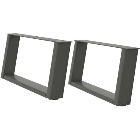 Juego de 2 patas para mesa de centro en forma de U para personalizar diseño moderno 70 x 30 cm acero antracita 020057039